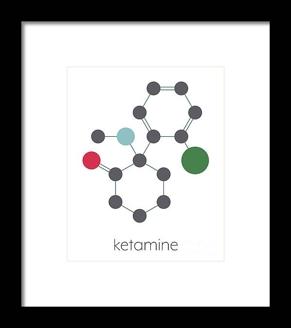 Ketamine Framed Print featuring the photograph Ketamine Anesthetic Drug Molecule #1 by Molekuul/science Photo Library