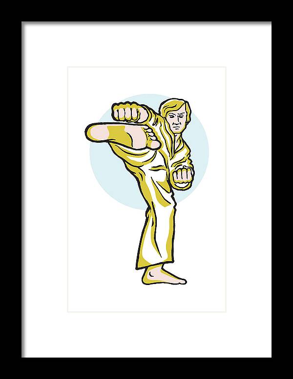 Action Framed Print featuring the drawing Kick at Ya #1 by CSA Images