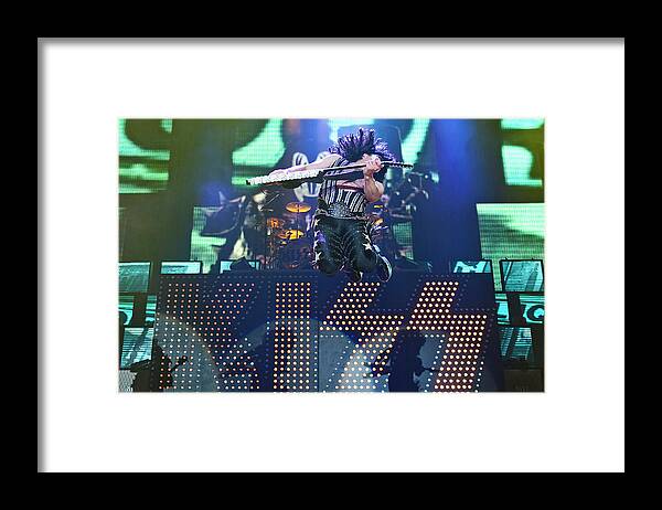 Event Framed Print featuring the photograph Kiss Perform At Wembley Arena In London #1 by Neil Lupin