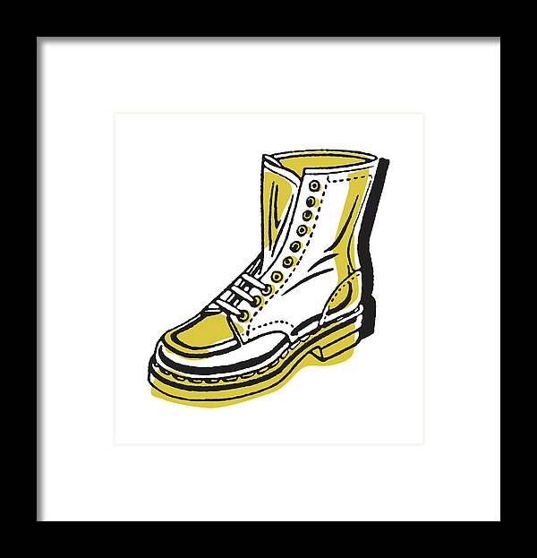 Apparel Framed Print featuring the drawing Lace-Up Work Boot #1 by CSA Images