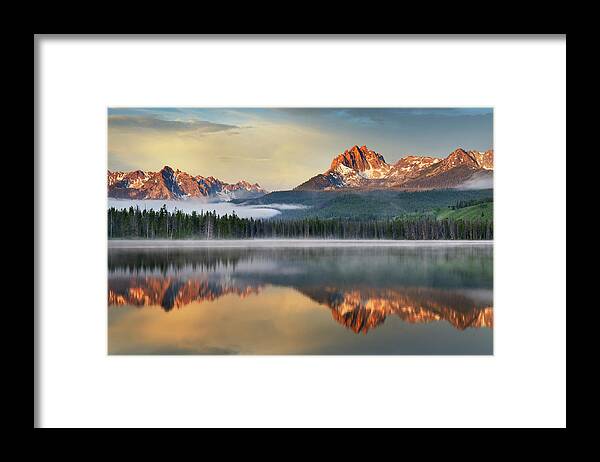 Scenics Framed Print featuring the photograph Little Redfish Lake, Sawtooth Mountains by Alan Majchrowicz