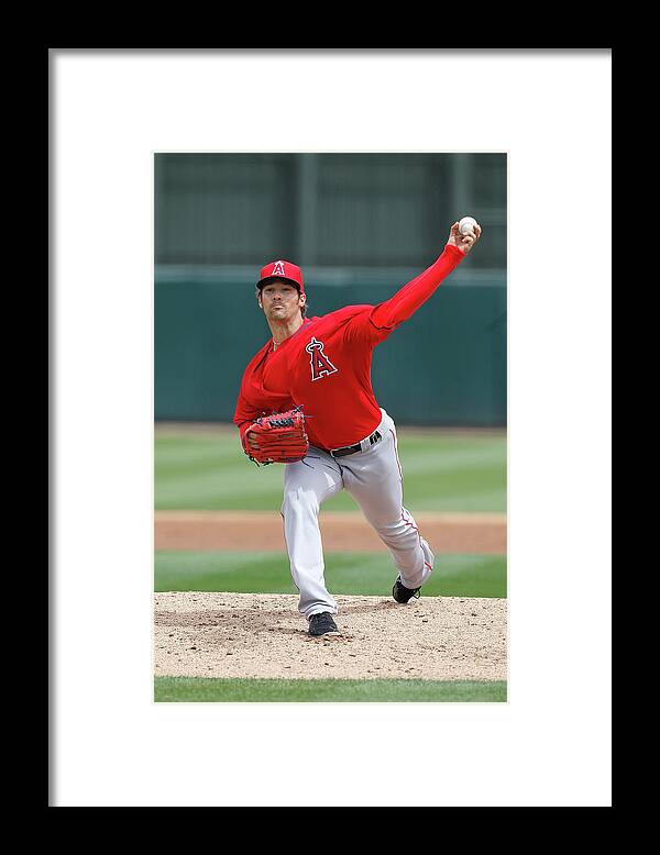 American League Baseball Framed Print featuring the photograph Los Angeles Angels Of Anaheim V Oakland by Sarah Crabill