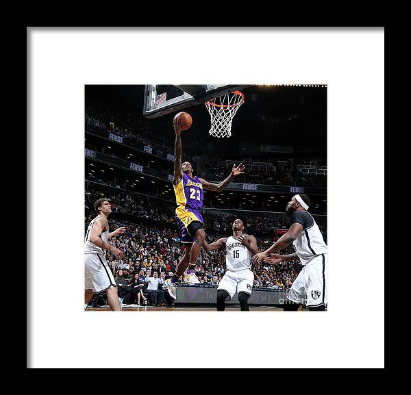 Nba Pro Basketball Framed Print featuring the photograph Los Angeles Lakers V Brooklyn Nets by Nathaniel S. Butler