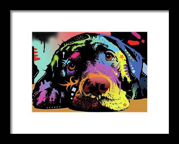Lying Lab Framed Print featuring the mixed media Lying Lab #1 by Dean Russo