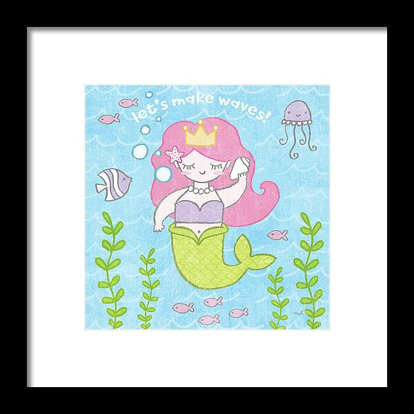 Blue Framed Print featuring the drawing Magical Mermaid I #1 by Moira Hershey