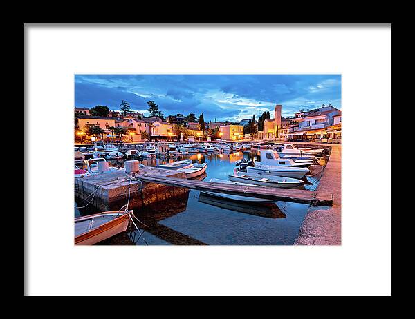 Malinska Framed Print featuring the photograph Malinska waterfront and harbor dawn view #1 by Brch Photography