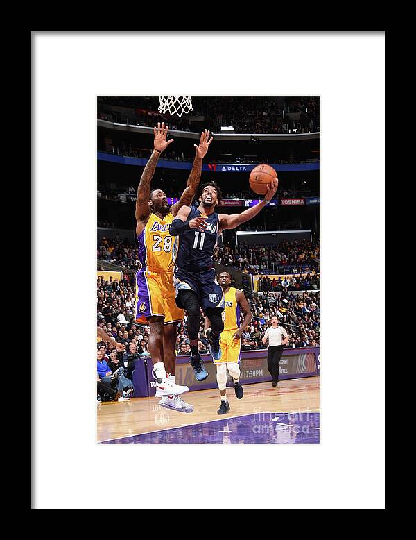 Mike Conley Framed Print featuring the photograph Memphis Grizzlies V Los Angeles Lakers #1 by Andrew D. Bernstein