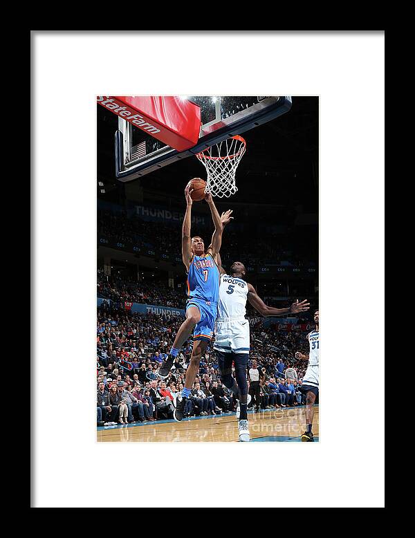 Darius Bazley Framed Print featuring the photograph Minnesota Timberwolves V Oklahoma City by Zach Beeker
