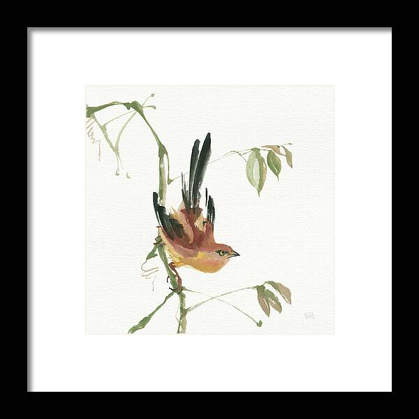 Animal Framed Print featuring the painting Mountain Bush Warbler #1 by Chris Paschke