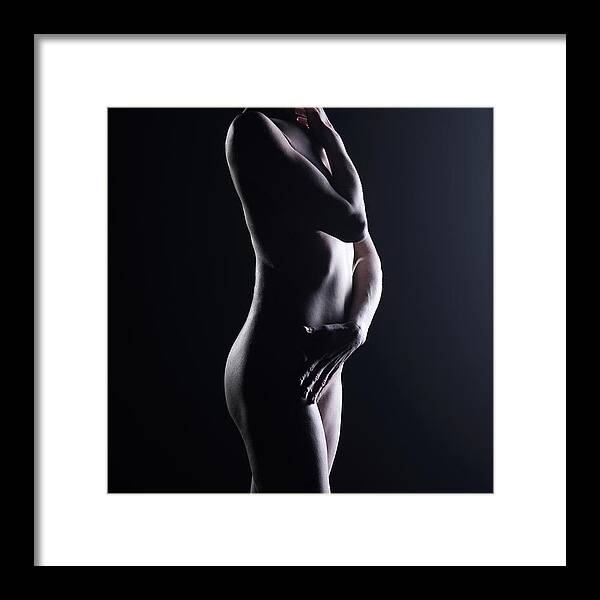 Three Quarter Length Framed Print featuring the photograph Naked Woman #1 by Buena Vista Images