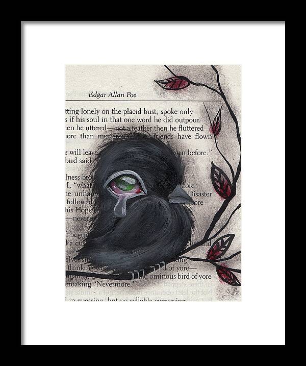 Raven Framed Print featuring the painting Nevermore by Abril Andrade