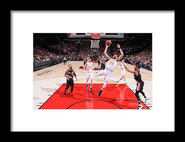 Nba Pro Basketball Framed Print featuring the photograph New York Knicks V Portland Trail Blazers by Sam Forencich