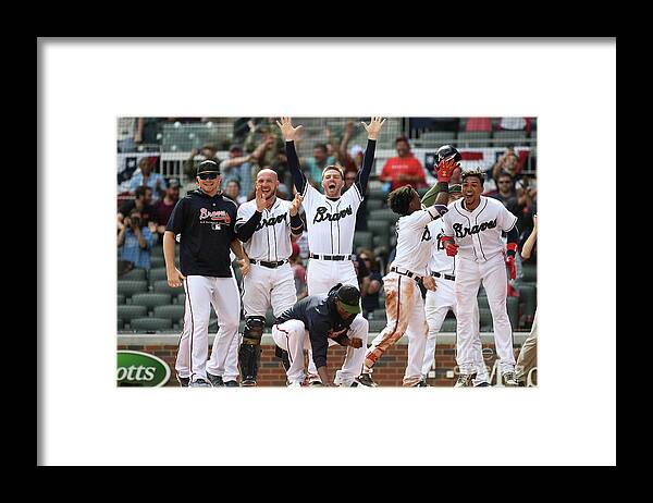 Atlanta Framed Print featuring the photograph New York Mets V Atlanta Braves - Game by Scott Cunningham