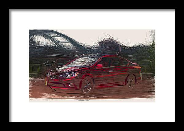 Nissan Framed Print featuring the digital art Nissan Sentra SR Turbo Drawing #2 by CarsToon Concept