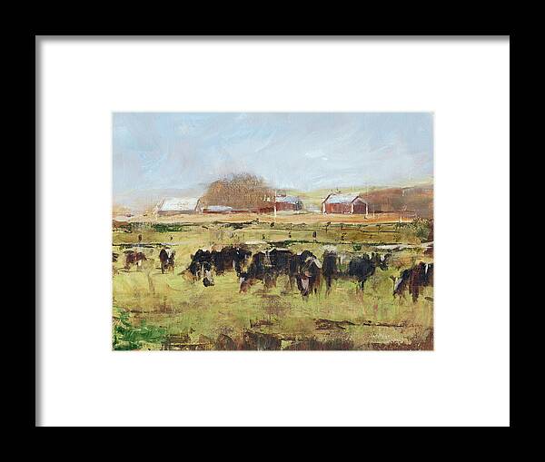 Landscapes Framed Print featuring the painting Out To Pasture II #1 by Ethan Harper