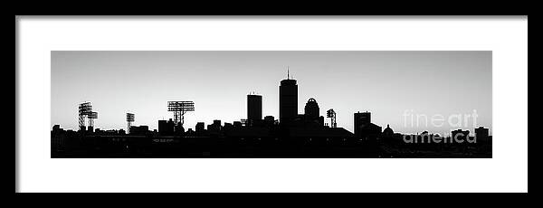 America Framed Print featuring the photograph Panoramic Boston Skyline High Resolution Black and White Photo #1 by Paul Velgos