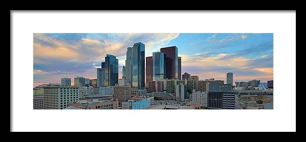 Scenics Framed Print featuring the photograph Panoramic View Of Downtown Los Angeles #1 by Chrisp0
