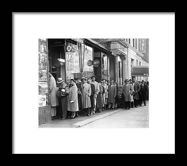 People Framed Print featuring the photograph People Waiting On Line To Vote #1 by Bettmann
