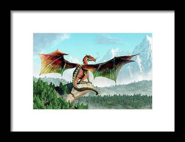Perched Dragon Framed Print featuring the painting Perched Dragon #1 by Daniel Eskridge