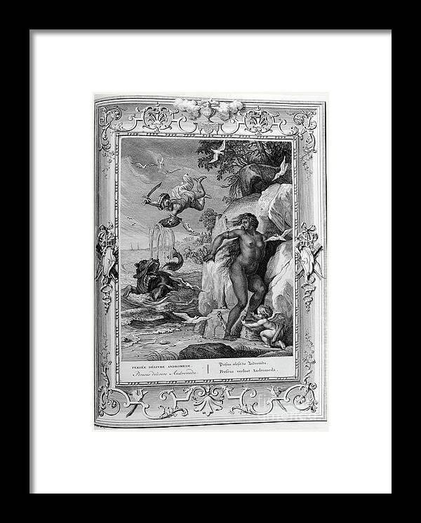 Engraving Framed Print featuring the drawing Perseus Delivers Andromeda From The Sea #1 by Print Collector