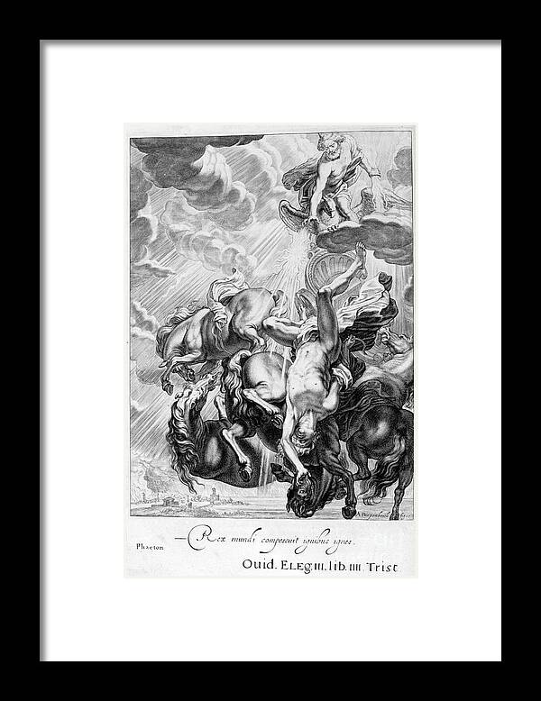 Engraving Framed Print featuring the drawing Phaeton Struck Down By Jupiters #1 by Print Collector