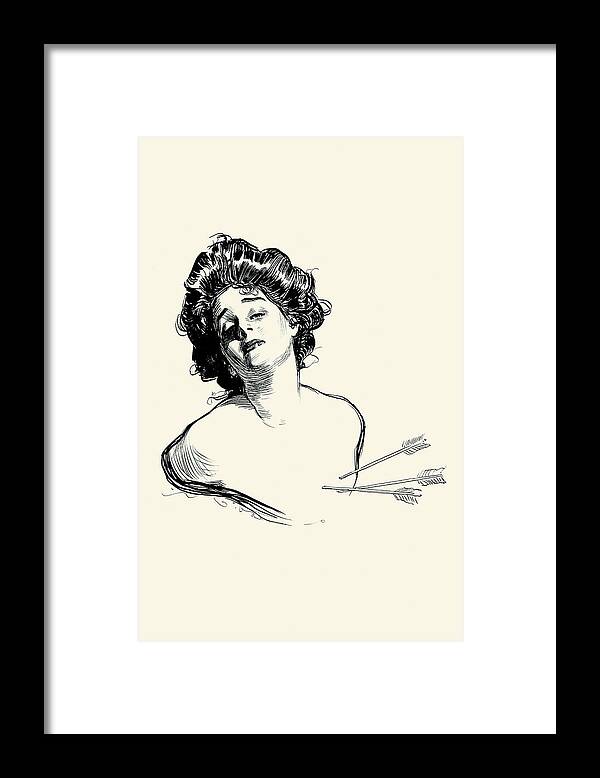 Arrows Framed Print featuring the painting Pierced in the Heart #1 by Charles Dana Gibson