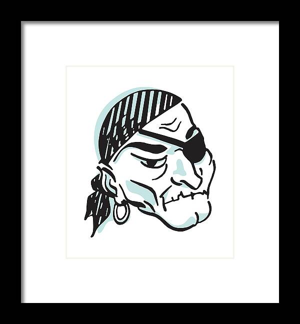 Accessories Framed Print featuring the drawing Pirate in Head Scarf and Eye Patch #1 by CSA Images