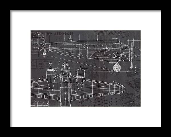 Airplanes Framed Print featuring the painting Plane Blueprint I #1 by Marco Fabiano