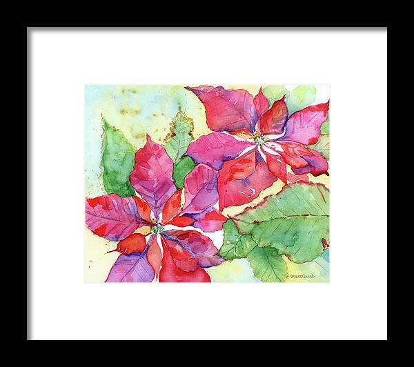 Poinsettia Framed Print featuring the painting Poinsettia #1 by Rebecca Matthews