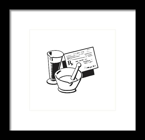 Archive Framed Print featuring the drawing Prescription and Medicine #1 by CSA Images