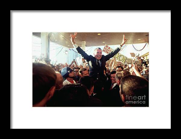 People Framed Print featuring the photograph Presidential Candidate Richard Nixon #1 by Bettmann