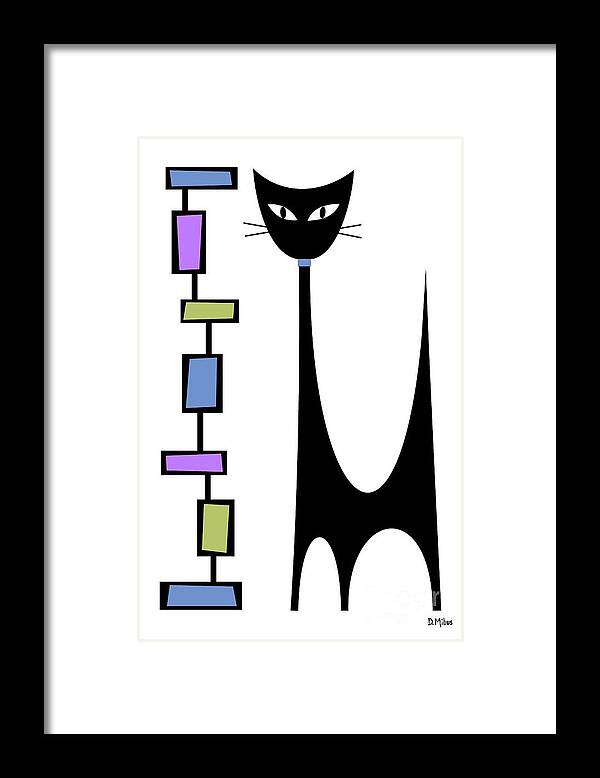 Atomic Cat Framed Print featuring the digital art Rectangle Cat 2 by Donna Mibus