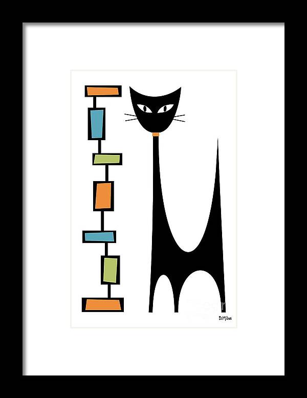 Atomic Cat Framed Print featuring the digital art Rectangle Cat by Donna Mibus