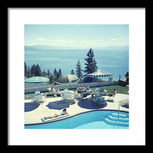 People Framed Print featuring the photograph Relaxing At Lake Tahoe by Slim Aarons