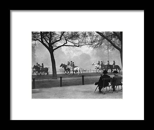 Horse Framed Print featuring the photograph Riding In Park #1 by Fox Photos