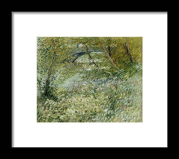 Tree Framed Print featuring the painting River Bank In Springtime, 1887 by Vincent Van Gogh