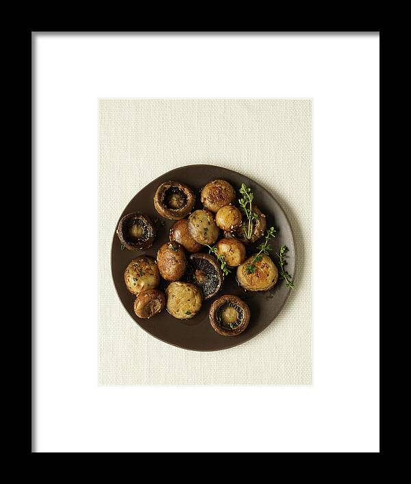 Edible Mushroom Framed Print featuring the photograph Roasted Mushrooms With Thyme #1 by James Baigrie