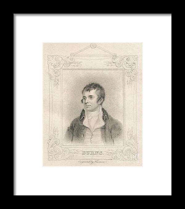 Engraving Framed Print featuring the drawing Robert Burns #1 by Print Collector
