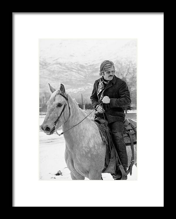 Robert Redford Framed Print featuring the digital art Robert Redford On A Horse by John Dominis