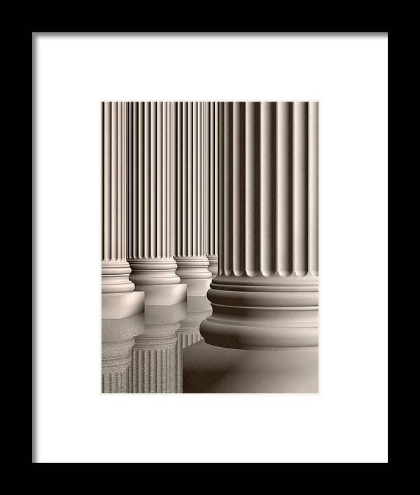 Greek Culture Framed Print featuring the photograph Rows Of Ionic Marble Columns #1 by Harald Sund
