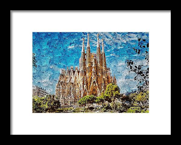 Sagrada Familia Framed Print featuring the painting Sagrada Familia - 28 #1 by AM FineArtPrints