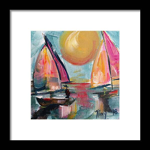 Harbor Framed Print featuring the painting Sail away with me by Roxy Rich