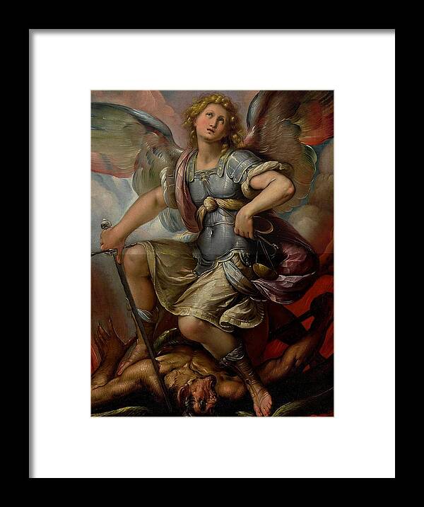 Angel Framed Print featuring the painting Saint Michael Archangel by Giulio Cesare Procaccini