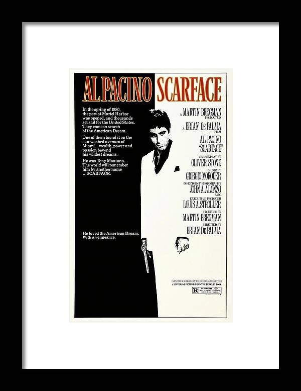 1980s Framed Print featuring the photograph Scarface -1983-. #1 by Album
