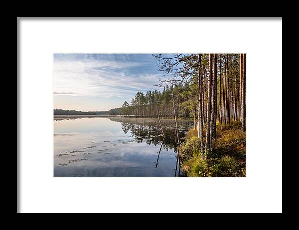 Landscape Framed Print featuring the photograph Scenic Sunrise Landscape With Lake #1 by Jani Riekkinen