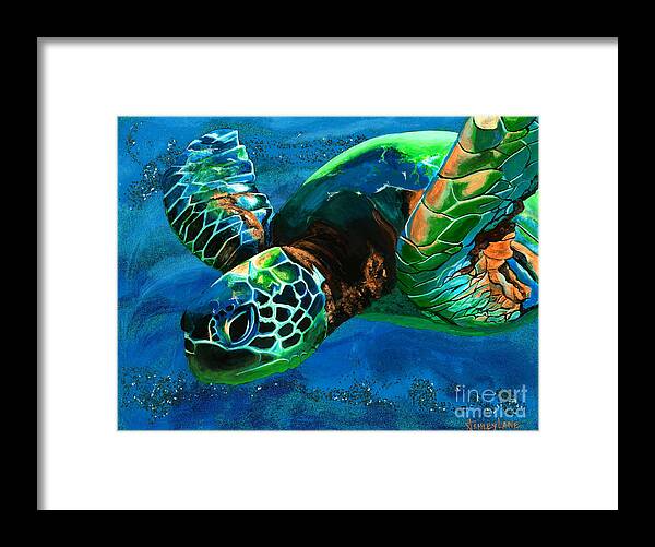 Sea Turtle Framed Print featuring the painting Searching for Light by Ashley Lane
