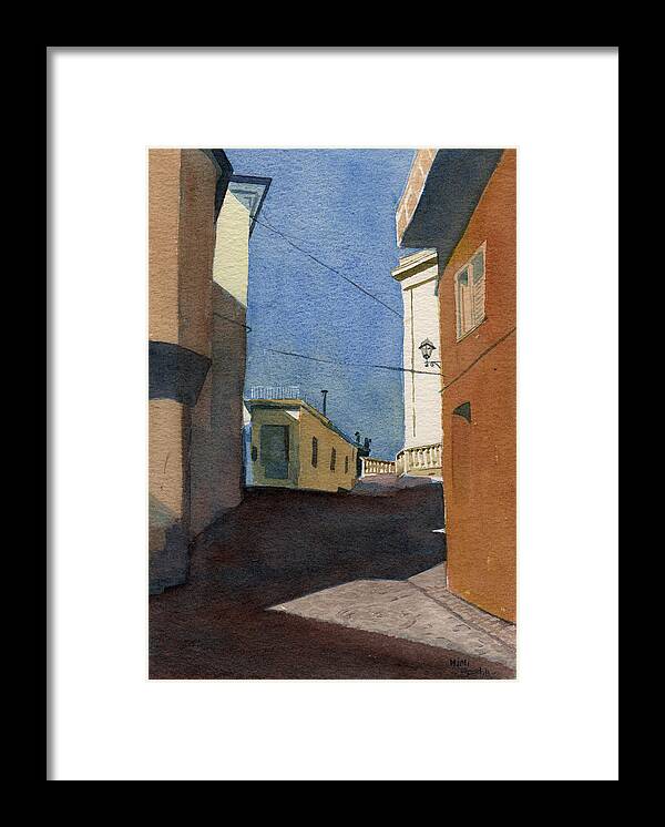 Strada Framed Print featuring the painting Sersale Street #1 by Mimi Boothby