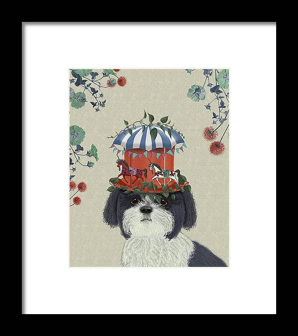 Steampunk Framed Print featuring the painting Shih Tzu Milliners Dog #1 by Fab Funky
