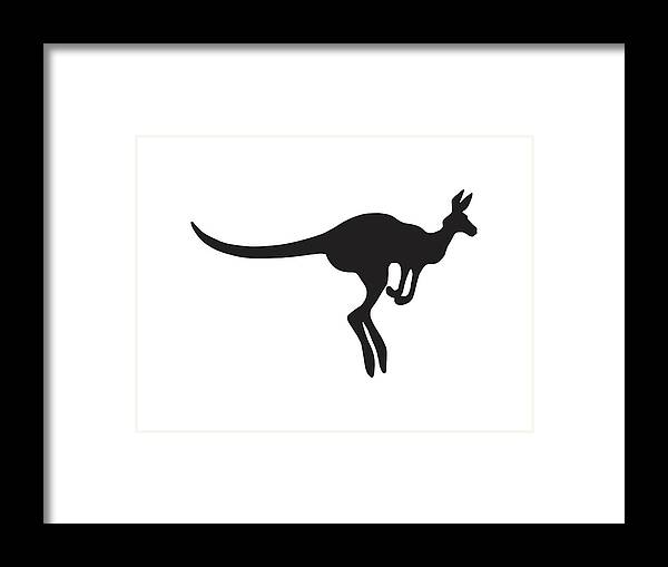 Animal Framed Print featuring the drawing Silhouette of Kangaroo #1 by CSA Images
