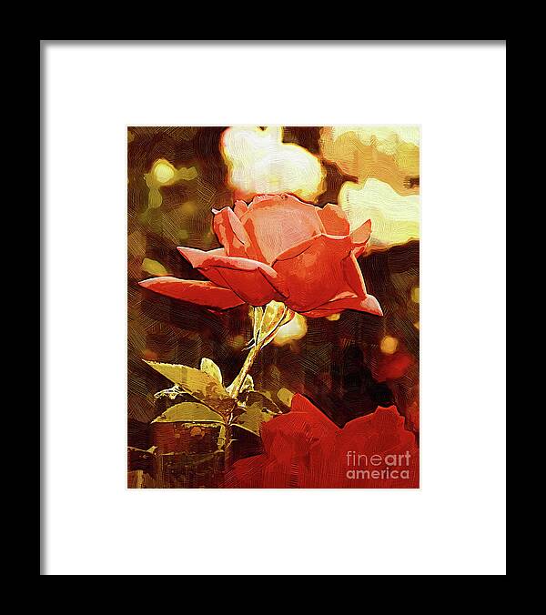 Rose Framed Print featuring the digital art Single Rose Bloom In Gothic by Kirt Tisdale